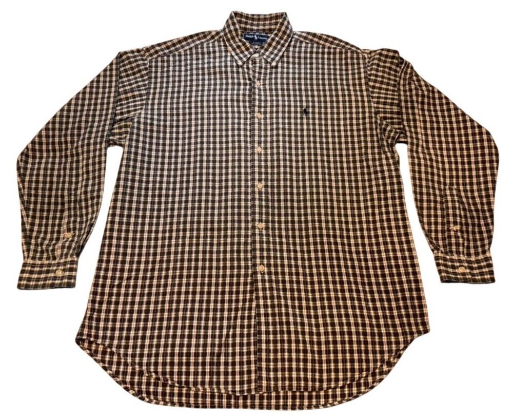 Ralph Lauren Blake Button Down Shirt Men's Large Plaid Cotton Long Sleeve